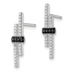 Sophia Jewelers Sterling Silver Black Spinel CZ Dangle Earrings with Polished Rhodium Finish