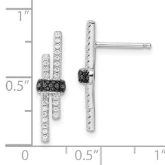 Sophia Jewelers Sterling Silver Black Spinel CZ Dangle Earrings with Polished Rhodium Finish