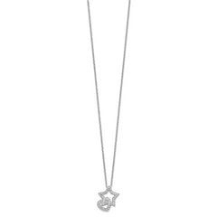 Sophia Jewelers Sterling Silver CZ Heart and Star Necklace, Elegant 18 Design