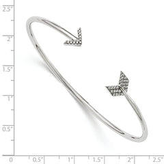 Sophia Jewelers Sterling Silver CZ Arrow Bangle with Rhodium Finish