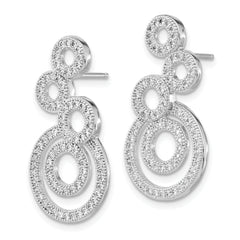 Sophia Jewelers Sterling Silver CZ Dangle Earrings with Polished Rhodium Finish