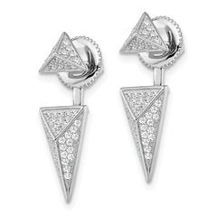 Sophia Jewelers Sterling Silver 925 CZ Convertible Drop Earrings