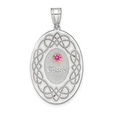 Sterling Silver Rhodium-plated/14k Bezel Crystal Family Pendant