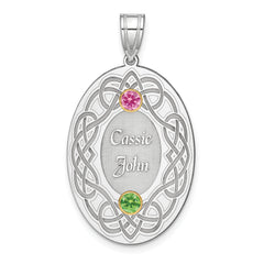 Sterling Silver Rhodium-plated/14k Bezel Crystal Family Pendant