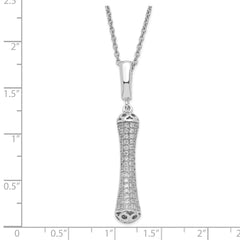 Sophia Jewelers Sterling Silver CZ Necklace with Elegant Rhodium-Plated Finish