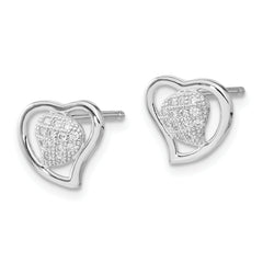 Sophia Jewelers Sterling Silver CZ Heart Earrings Polished Elegant Design