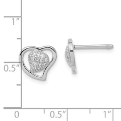 Sophia Jewelers Sterling Silver CZ Heart Earrings Polished Elegant Design