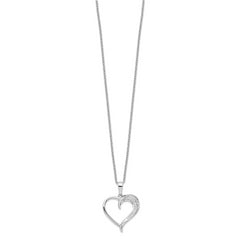 Brilliant Embers Sterling Silver Rhodium-plated 21 Stone 18 inch Micro Pav‚ CZ Polished Heart Necklace with 2 Inch Extender