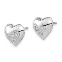 Brilliant Embers Sterling Silver Heart Earrings with White CZ Elegance