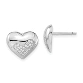 Brilliant Embers Sterling Silver Polished CZ Heart Post Earrings
