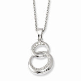 Sterling Silver CZ Pendant Necklace with Rhodium Polished Finish - 18