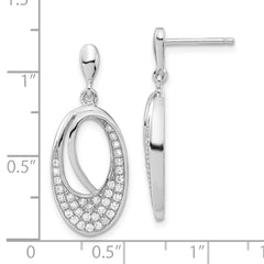 Brilliant Embers 925 Sterling Silver CZ Dangle Earrings with Polished Rhodium Finish