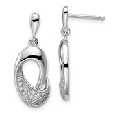 Brilliant Embers Sterling Silver Rhodium-plated 42 Stone Micro Pav‚ CZ Dangle Post Earrings