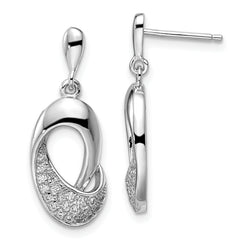 Brilliant Embers Sterling Silver Rhodium-plated 42 Stone Micro Pav‚ CZ Dangle Post Earrings