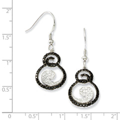 Sterling Silver CZ Dangle Earrings with Black and White Embers