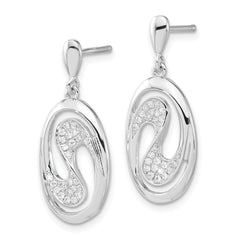 Brilliant Embers Sterling Silver CZ Dangle Earrings with Polished Finish