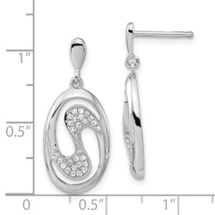 Brilliant Embers Sterling Silver CZ Dangle Earrings with Polished Finish