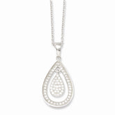 Sterling Silver CZ Teardrop Necklace Elegant Casted Design 18 - 18