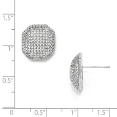Sophia Jewelers Sterling Silver CZ Cluster Earrings with Polished Rhodium Finish