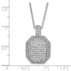Sophia Jewelers Sterling Silver CZ Polished Necklace with Elegant Embers Design