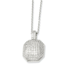 Sophia Jewelers Sterling Silver CZ Polished Necklace with Elegant Embers Design