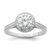 Brilliant Embers Sterling Silver Rhodium-plated 59 Stone Halo Micro Pav‚ CZ Ring