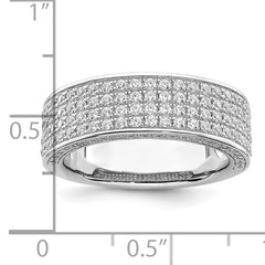 Brilliant Embers Sterling Silver Rhodium-plated 142 Stone Micro Pav‚ CZ Ring