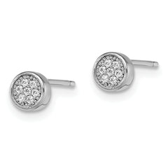 Sterling Silver CZ Cluster Earrings with Rhodium Polished Finish