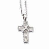 Sophia Jewelers Sterling Silver Polished Cross Necklace with CZ Sparkle - 18