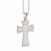 Sophia Jewelers Sterling Silver CZ Cross Necklace with Polished Finish - 18