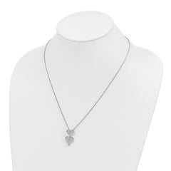 Sterling Silver CZ Double Heart Necklace Elegant Polished Design