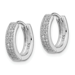 Sophia Jewelers Sterling Silver CZ Hoop Earrings with Polished Rhodium Finish
