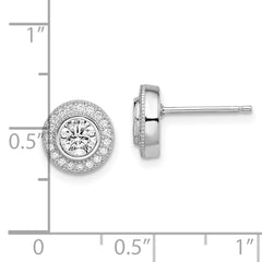 Sophia Jewelers Sterling Silver CZ Halo Earrings with Polished Rhodium Finish