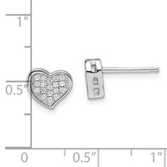 Sophia Jewelers Sterling Silver CZ Heart Earrings with Rhodium Polish