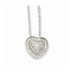 Sterling Silver Heart Necklace with CZ Embers, Elegant 18 Chain - 18