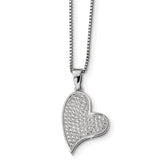 Sophia Jewelers Sterling Silver CZ Heart Necklace with Rhodium Finish - 18