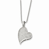 Sophia Jewelers Sterling Silver CZ Heart Necklace with Rhodium Finish - 18