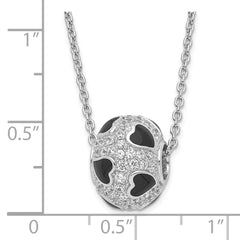 Sophia Jewelers Sterling Silver Cubic Zirconia Fire Heart Bead Necklace
