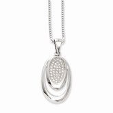Sterling Silver 925 Necklace with Clear CZ Stones Elegant Pendant - 18