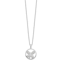 Sophia Jewelers Sterling Silver CZ Butterfly Necklace with Rhodium Plating