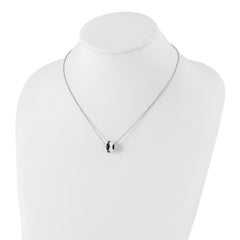 Sterling Silver Enamel & Black CZ Bead Necklace, Polished Finish