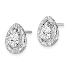 Sophia Jewelers Sterling Silver CZ Teardrop Halo Earrings