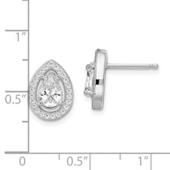 Sophia Jewelers Sterling Silver CZ Teardrop Halo Earrings