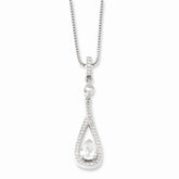 Sterling Silver 925 Teardrop Necklace with CZ Brilliant Embers Elegance - 18