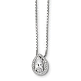 Sophia Jewelers Sterling Silver CZ Teardrop Necklace Elegant Design - 18