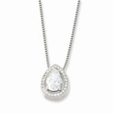 Sophia Jewelers Sterling Silver CZ Teardrop Necklace Elegant Design - 18