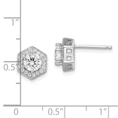 Sophia Jewelers Sterling Silver CZ Halo Cluster Earrings Polished Rhodium-Plated