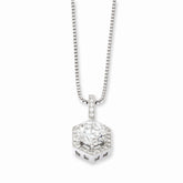 Sterling Silver 925 Hexagon Necklace with CZ Elegant Sparkle - 18