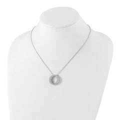Sterling Silver 925 Women's CZ Circle Necklace with Polished Finish
