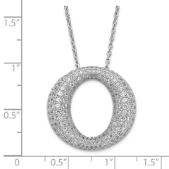 Sterling Silver 925 Women's CZ Circle Necklace with Polished Finish